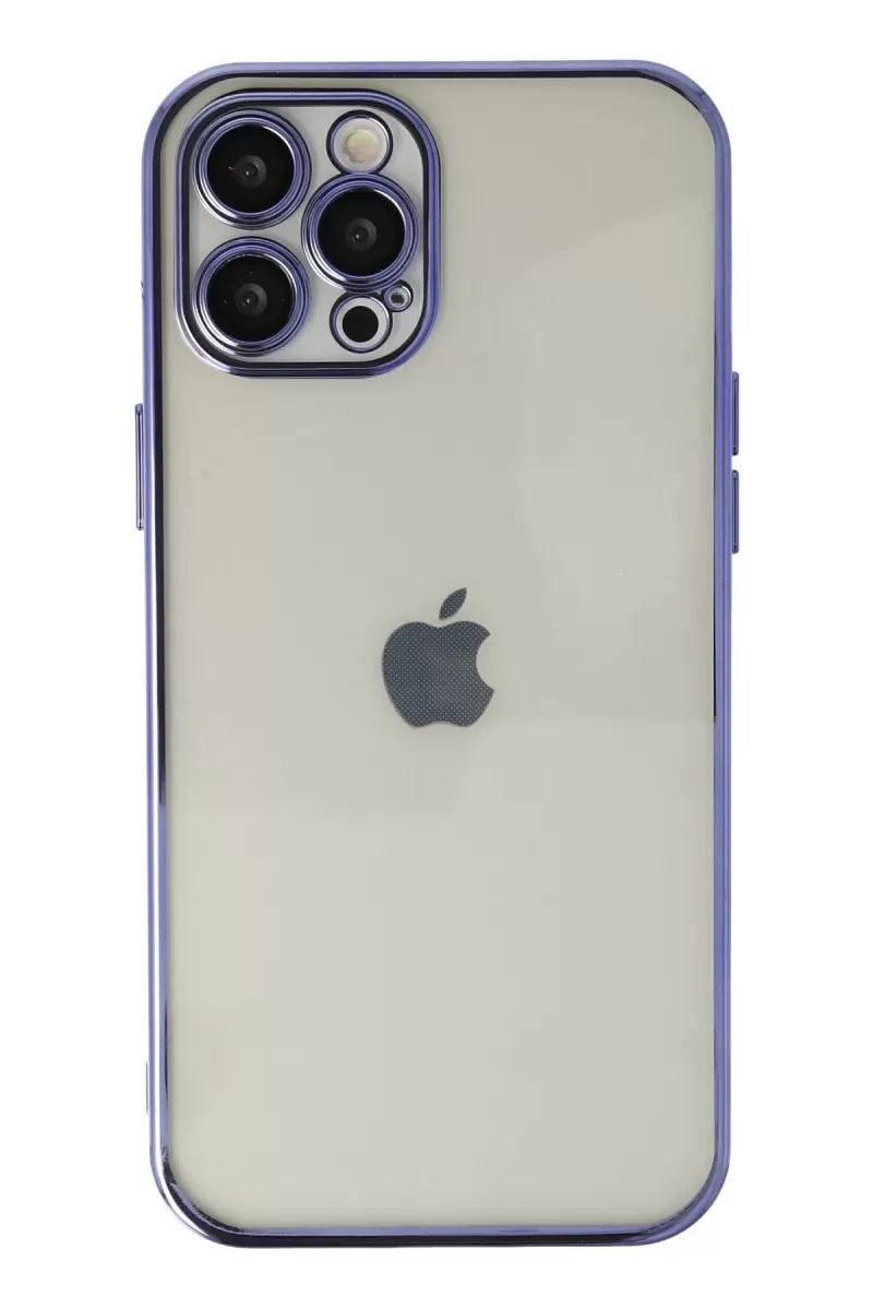 Newface Apple iPhone 12 Pro Max Kılıf Razer Lensli Silikon - Mor