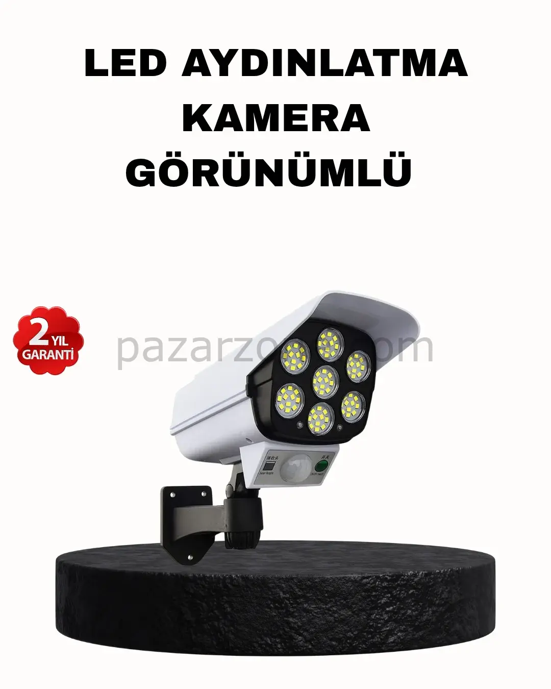Güneş Enerjili Güvenlik Işığı Dış Mekan 5 Eksen Ayarlı ve PIR Hareket Sensörlü