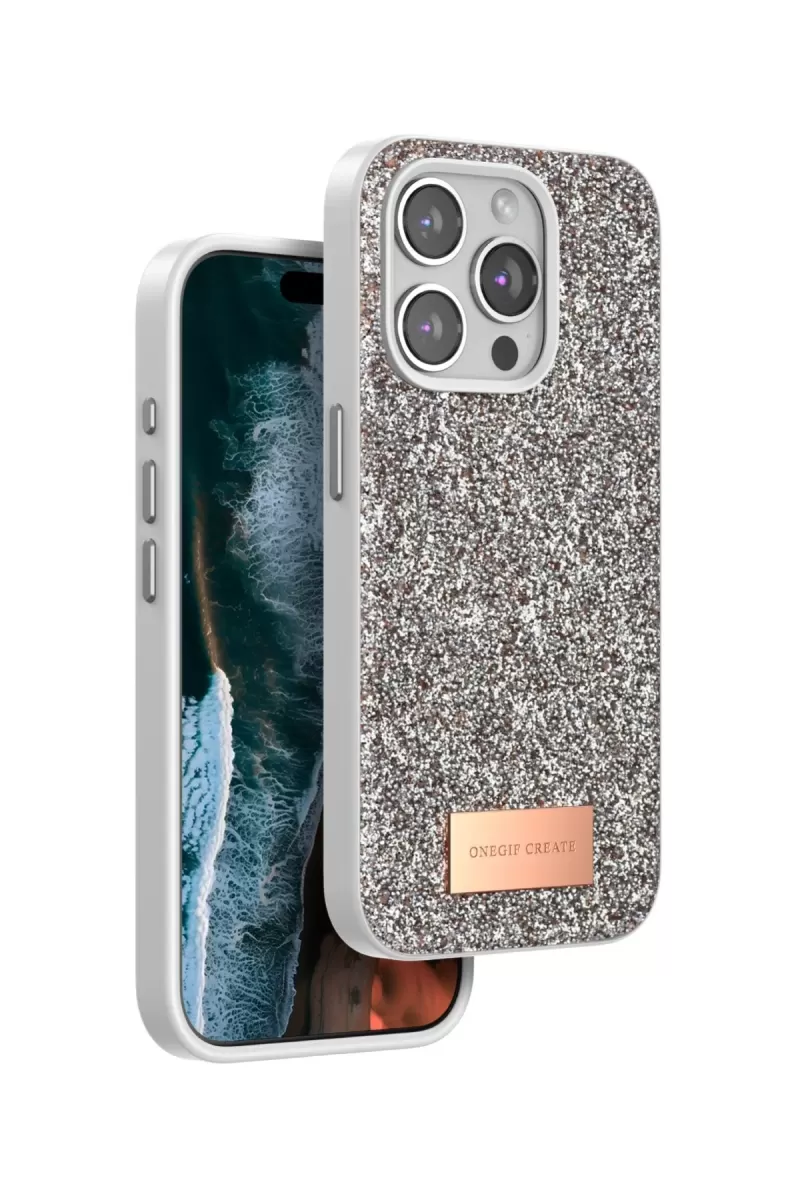Onegif Apple iPhone 15 Pro Bright Simli Kapak - Gold