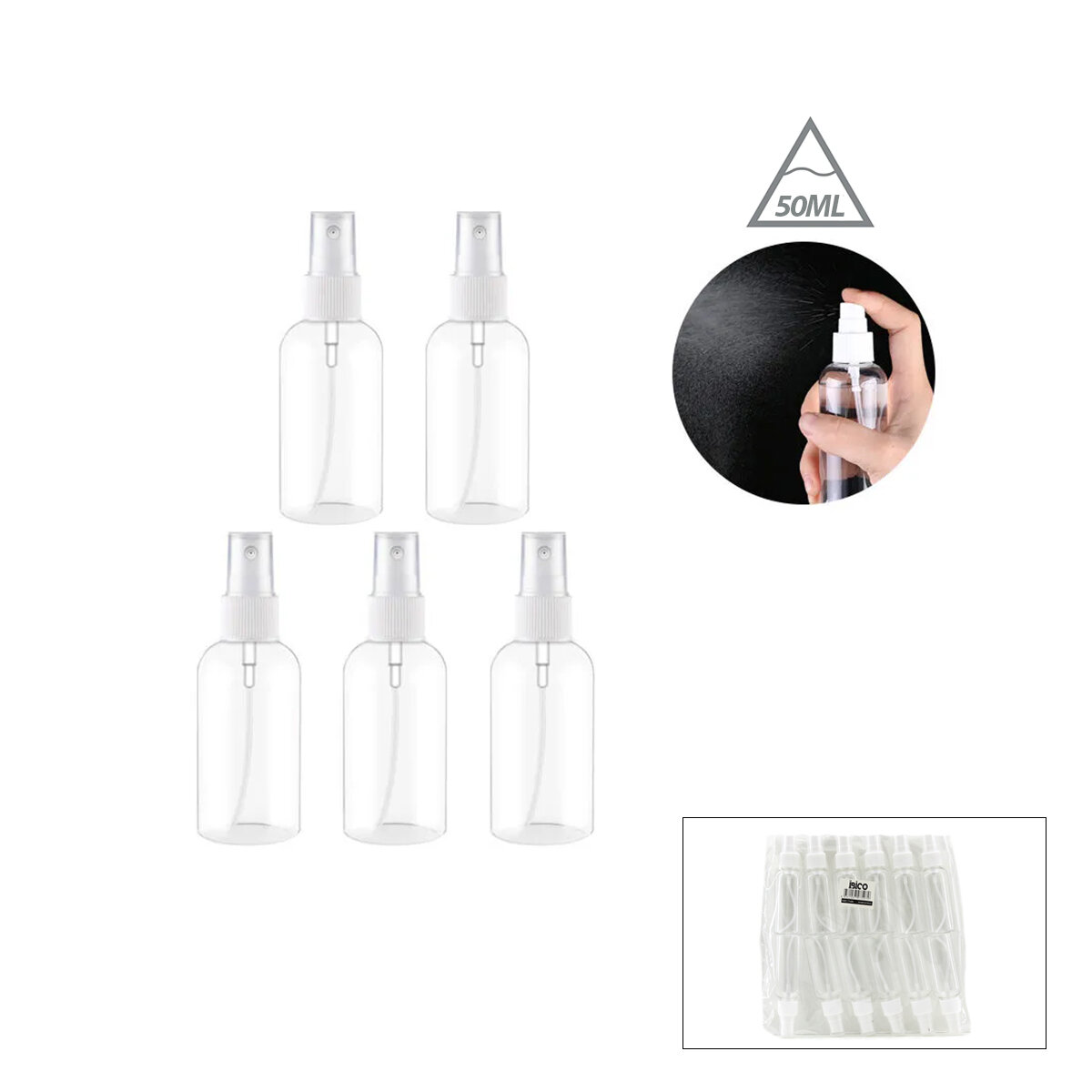 Boş Sprey Şişesi - Plastik - 50 ml - Şeffaf