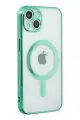 Newface Apple iPhone 14 Plus Kılıf Magneticsafe Lazer Silikon - Haki Yeşil