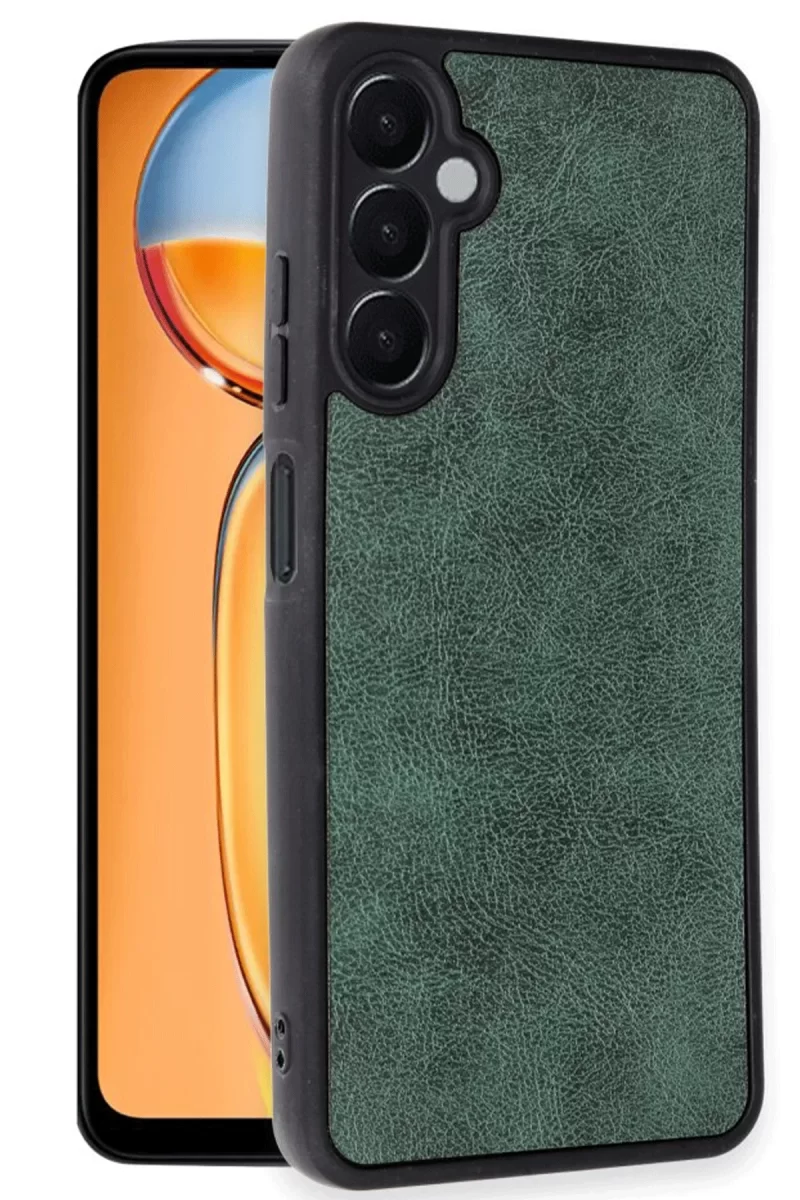 Newface Samsung Galaxy A36 Kılıf Aras Deri Kapak - Koyu Yeşil