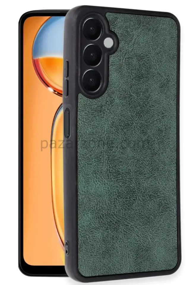 Newface Samsung Galaxy A36 Kılıf Aras Deri Kapak - Koyu Yeşil