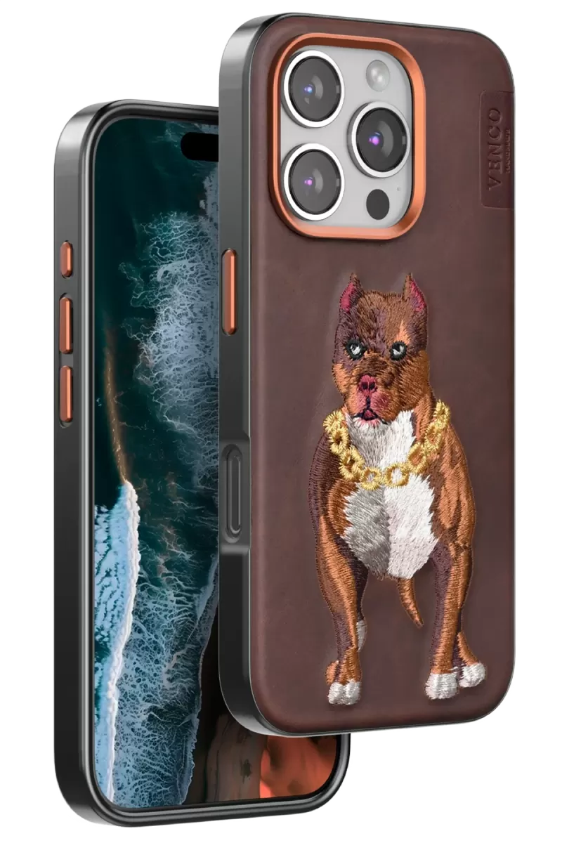 Venco Apple iPhone 16 Pro Perma Desenli Kapak - Kahverengi