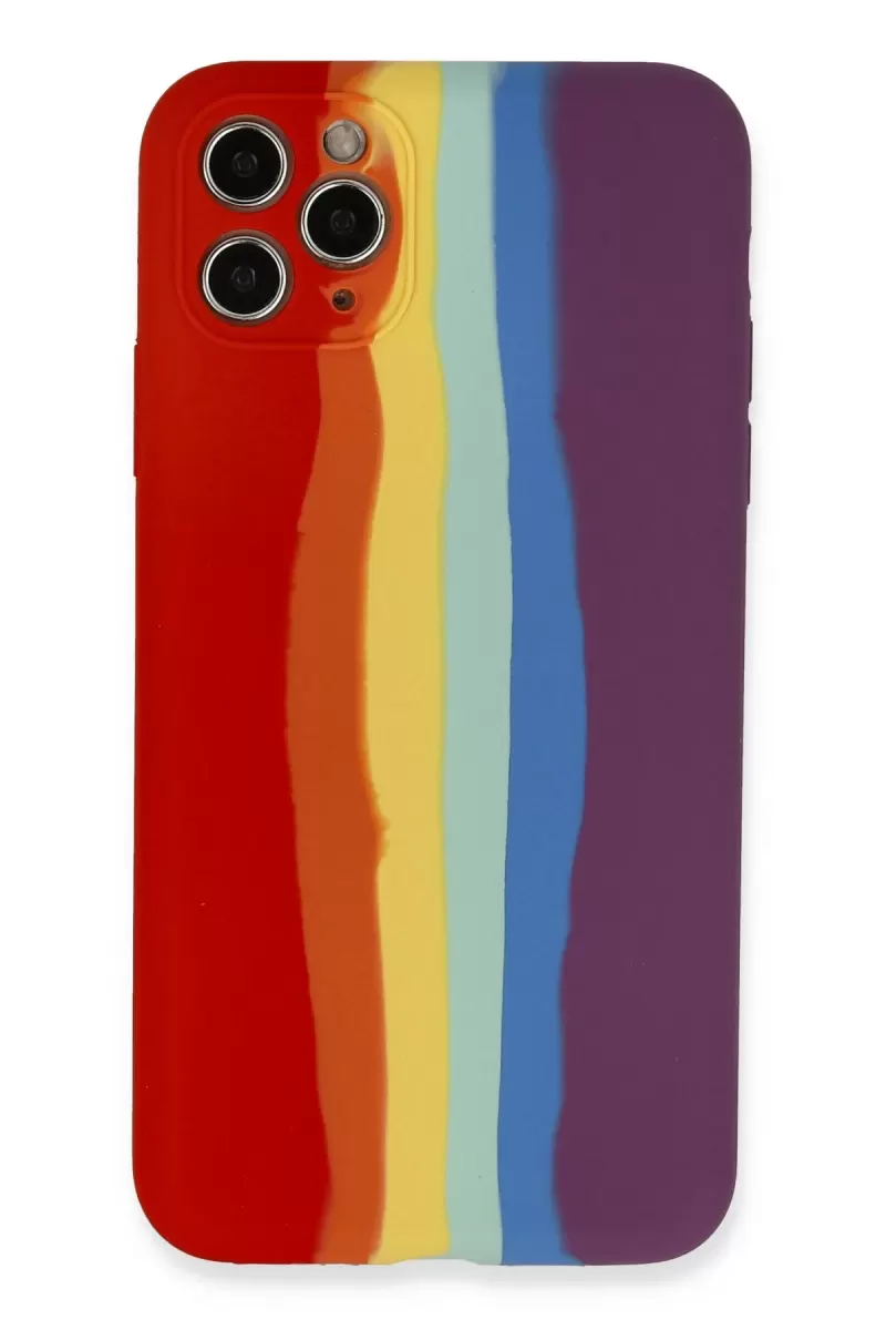 Newface Apple iPhone 11 Pro Kılıf Ebruli Lansman Silikon - Kırmızı-Mor