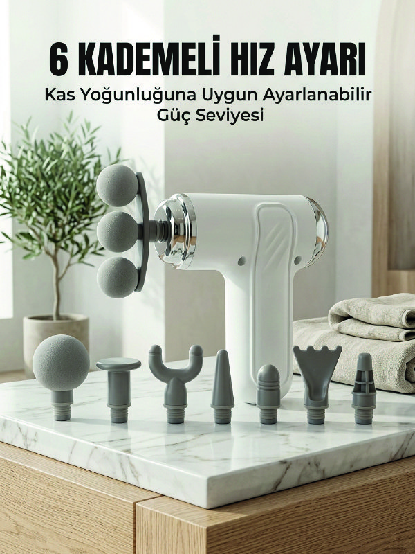 Profesyonel Kas Gevşetici Masaj Tabancası 8 Değiştirilebilir Başlıklı Kablosuz Masaj Cihazı