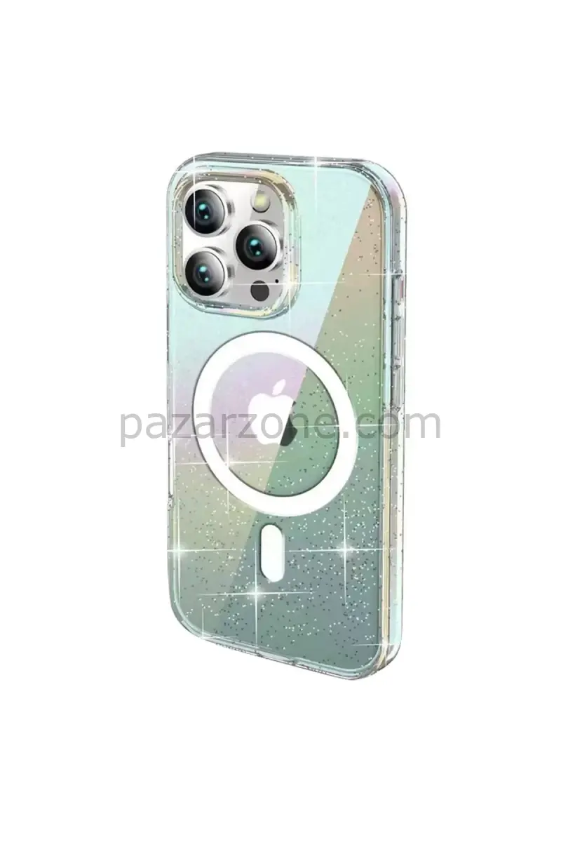Joko Apple iPhone 15 Pro Max Rasasi Simli Magsafe Kapak - Şeffaf