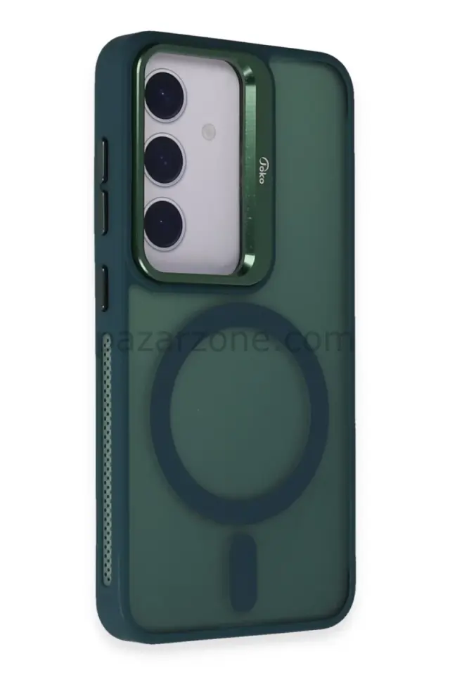 Joko Samsung Galaxy S24 Flet Lens Magsafe Kapak - Koyu Yeşil