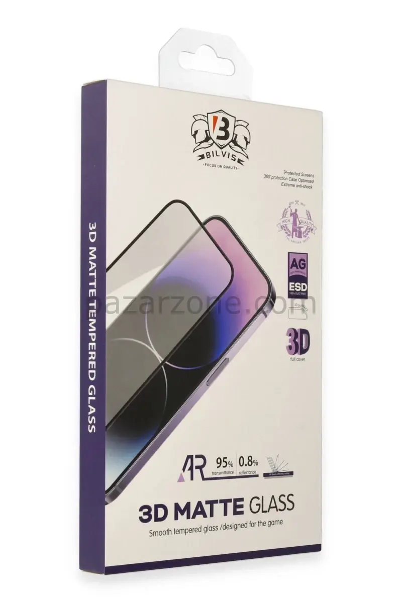 Newface Apple iPhone 15 Pro Bilvis 3D Mat Cam Ekran Koruyucu