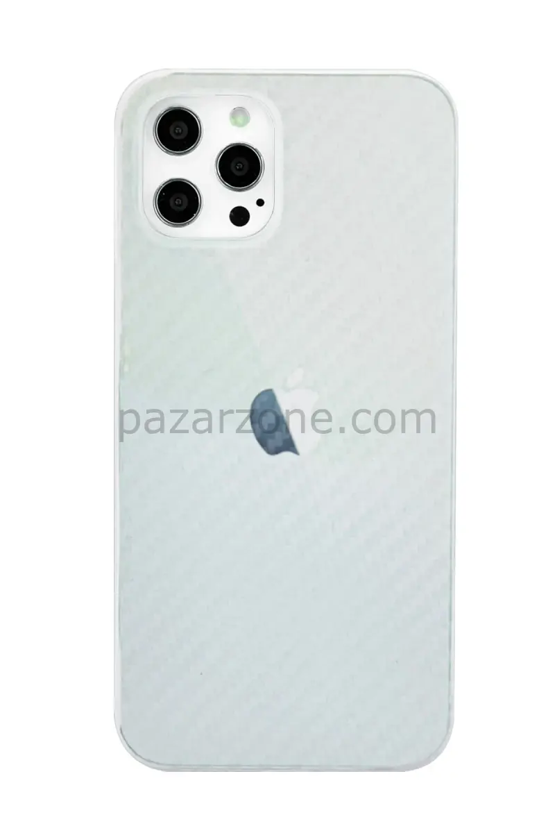 Newface Apple iPhone 12 Pro Max Kılıf Karbon PP Silikon - Şeffaf