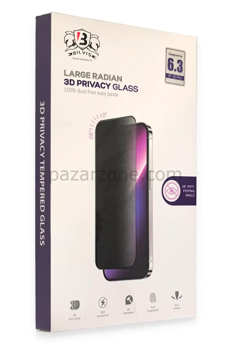 Newface Apple iPhone 15 Pro Bilvis 3D Radian Hayalet Cam Ekran Koruyucu
