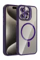 Joko Apple iPhone 15 Pro Max Remim Lensli Magsafe Standlı Kapak - Derin Mor