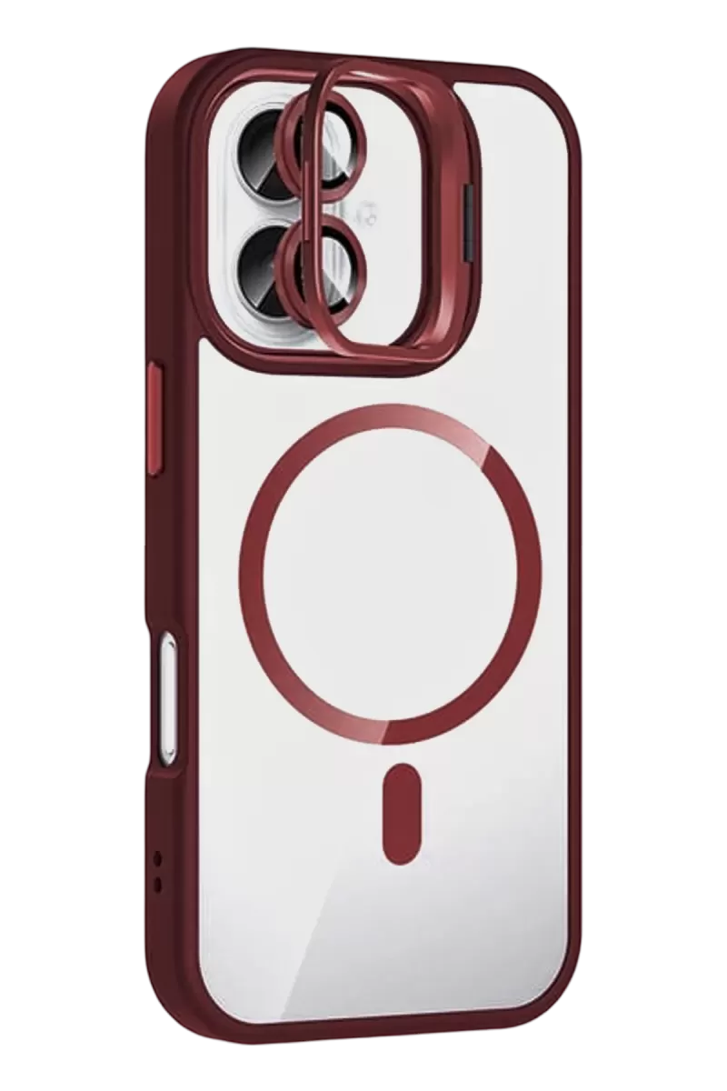 Joko Apple iPhone 16 Plus Remim Lensli Magsafe Standlı Kapak - Bordo