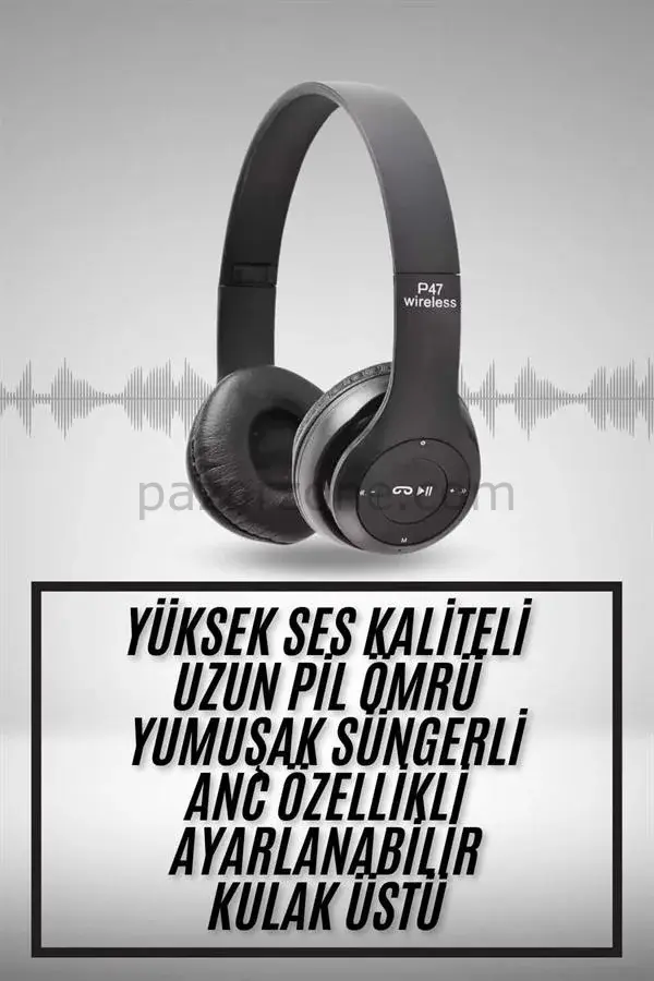 Kulak Üstü Bluetooth Kulaklık Yüksek Ses Kaliteli Ayarlanabilir