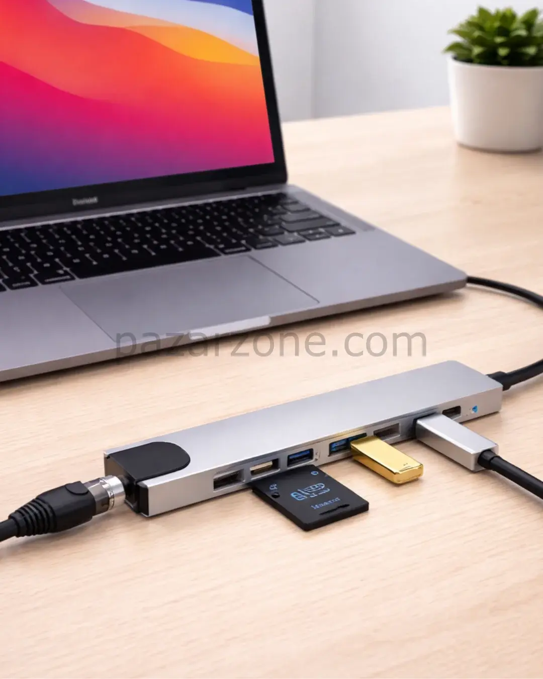 Type C Hub Çoklayıcı 8 Port USB HDMI RJ45 Kart Okuyucu