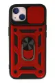 Newface Apple iPhone 14 Kılıf Pars Lens Yüzüklü Silikon - Kırmızı