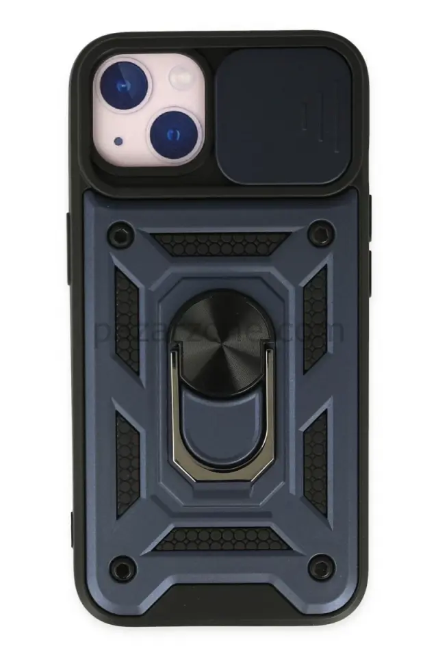 Newface Apple iPhone 14 Kılıf Pars Lens Yüzüklü Silikon - Lacivert