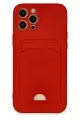 Newface Apple iPhone 12 Pro Max Kılıf Kelvin Kartvizitli Silikon - Kırmızı