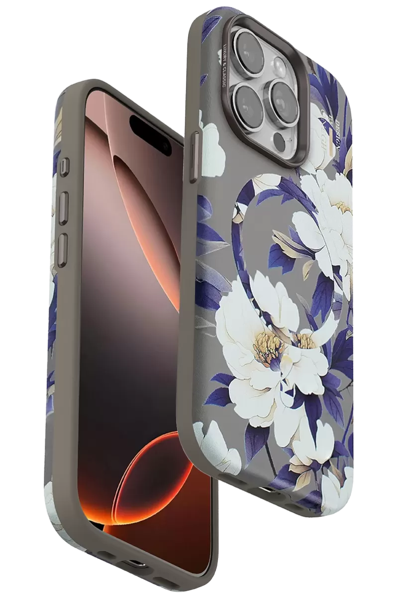 Onegif Apple iPhone 15 Pro Max Flower Series Magsafe Kapak - Gri