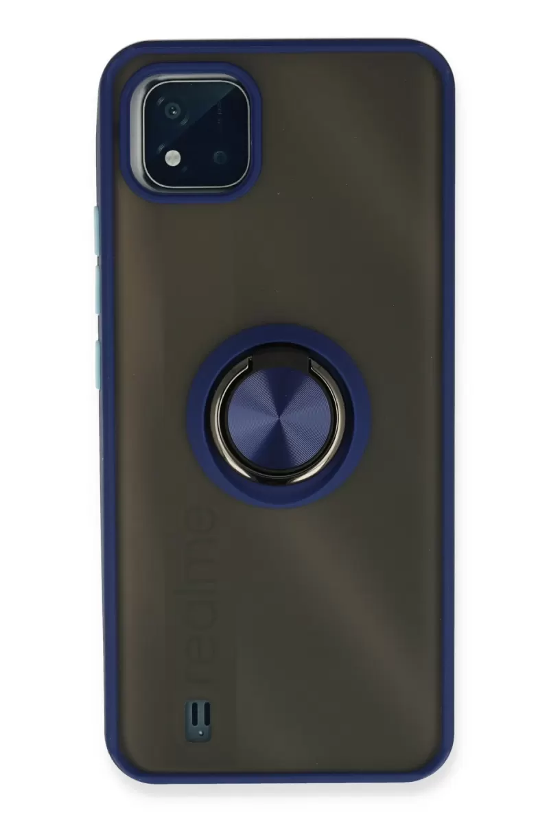Newface Realme C11 2021 Kılıf Montreal Yüzüklü Silikon Kapak - Lacivert