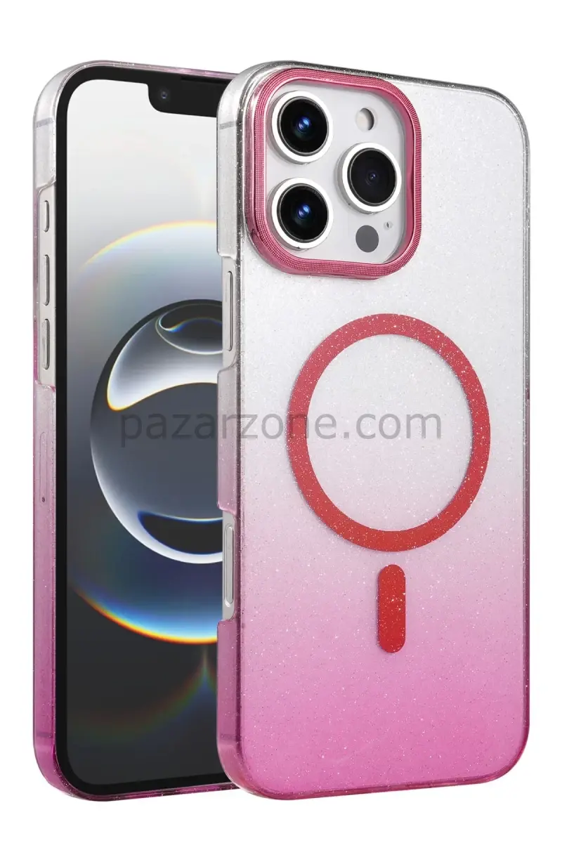 Newface Apple iPhone 16 Pro Max Glossy Magsafe Kapak - Pembe
