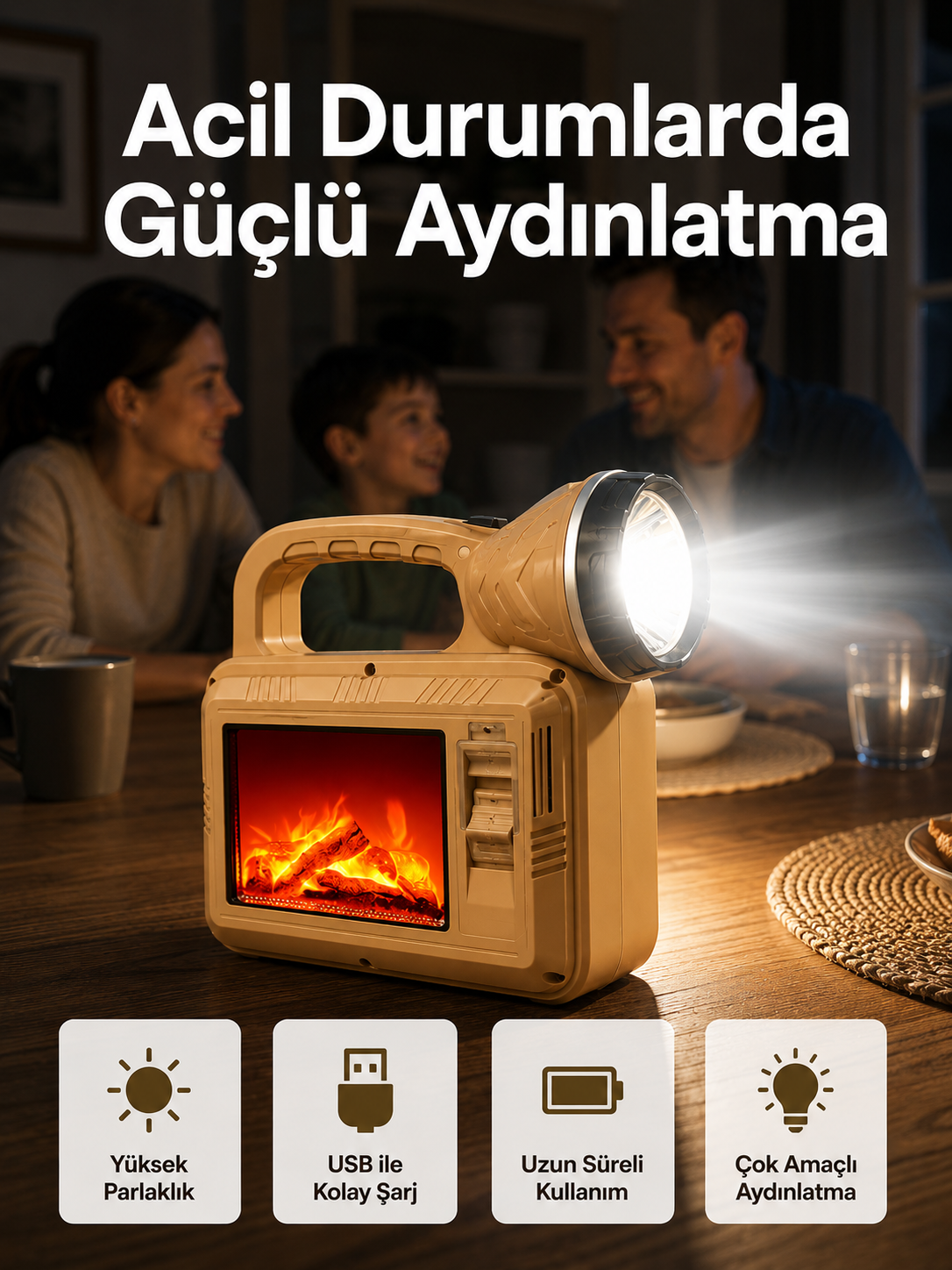 Solar Alev Lambası – Kamp, Bahçe ve Dış Mekan İçin