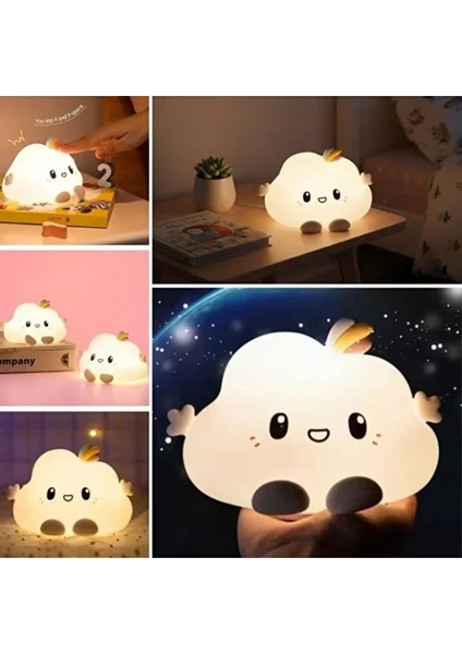 Bulut Tasarımlı Renk Değiştirebilen Dokunmatik Gece Lambası