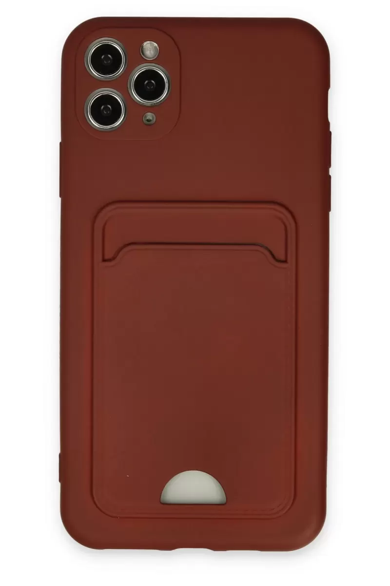 Newface Apple iPhone 11 Pro Max Kılıf Kelvin Kartvizitli Silikon - Bordo
