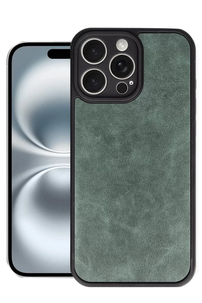 Newface Apple iPhone 16 Pro Max Kılıf Aras Deri Kapak - Koyu Yeşil