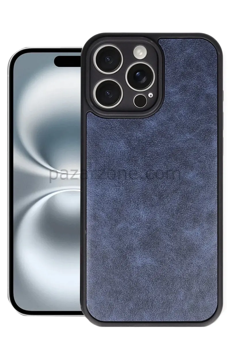 Newface Apple iPhone 16 Pro Max Kılıf Aras Deri Kapak - Lacivert
