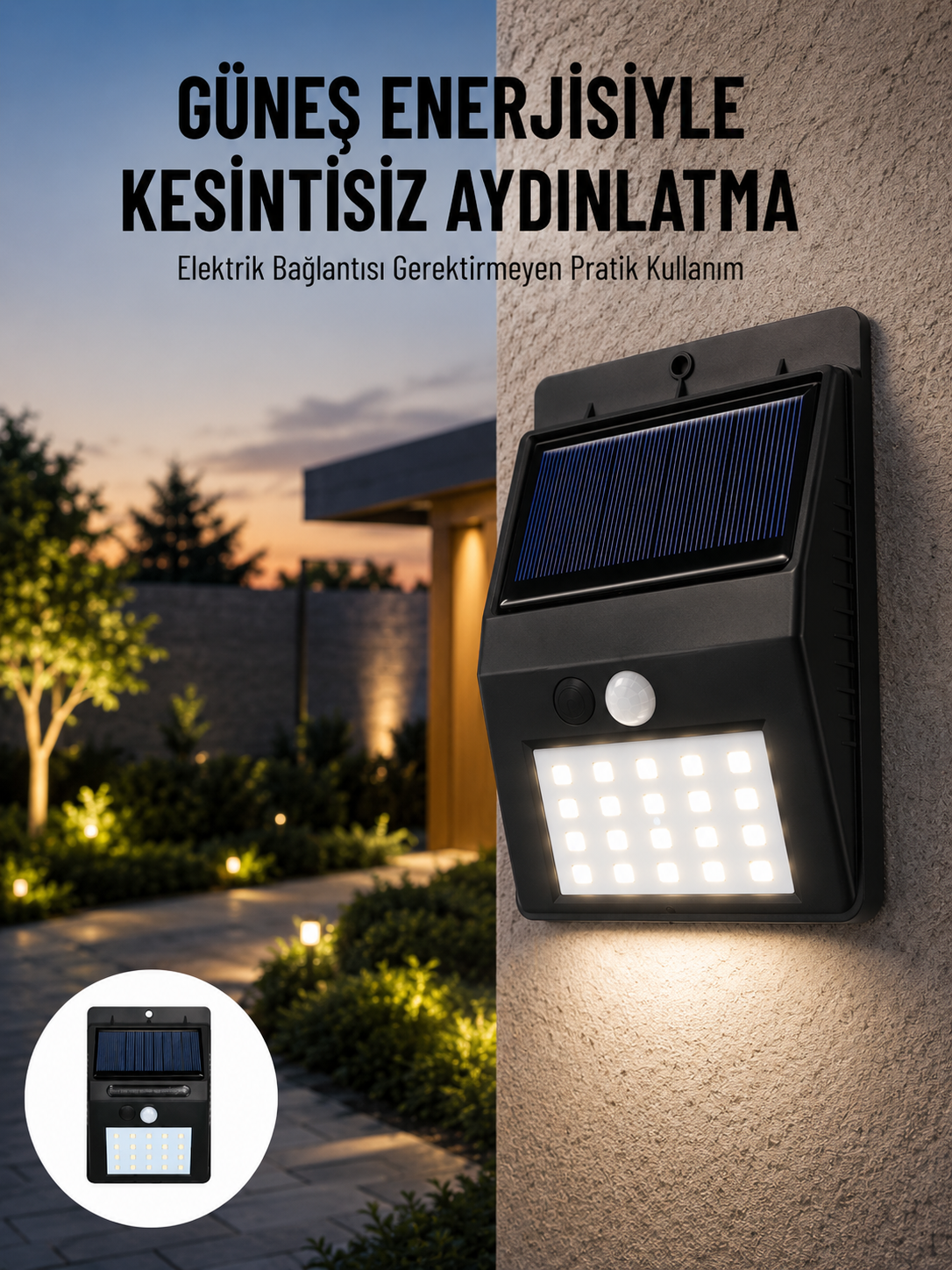 Solar Dekoratif Lambası Sensörlü Led Işık Bahçe Aydınlatma Yeni Nesil