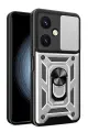 Newface Vivo Y27 Kılıf Pars Lens Yüzüklü Silikon - Gümüş