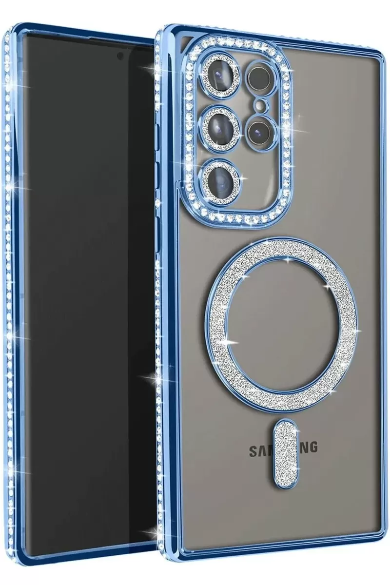 Newface Samsung Galaxy S23 Ultra Joke Simli Magneticsafe Kılıf - Mavi