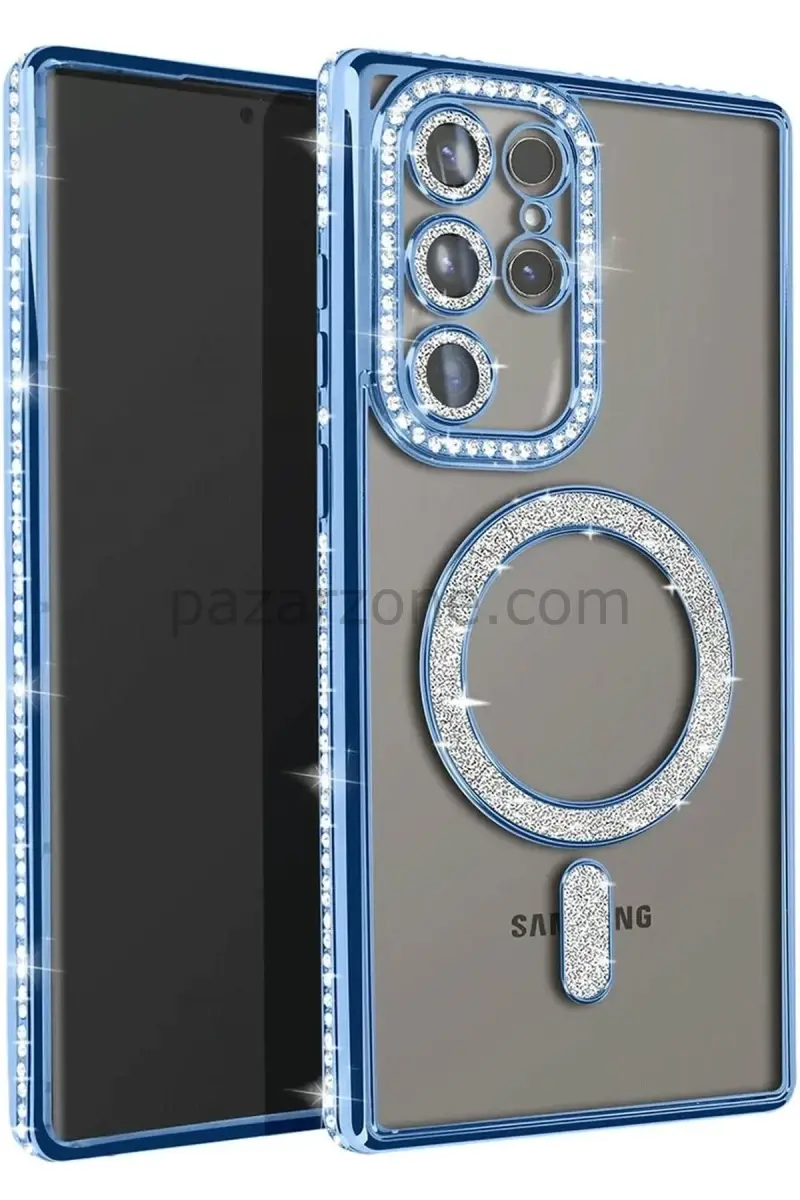 Newface Samsung Galaxy S23 Ultra Joke Simli Magneticsafe Kılıf - Mavi