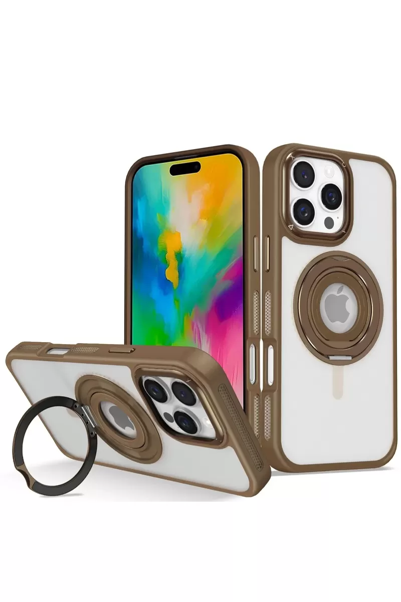 Joko Apple iPhone 16 Pro Banza Magsafe Standlı Kapak - Kahverengi