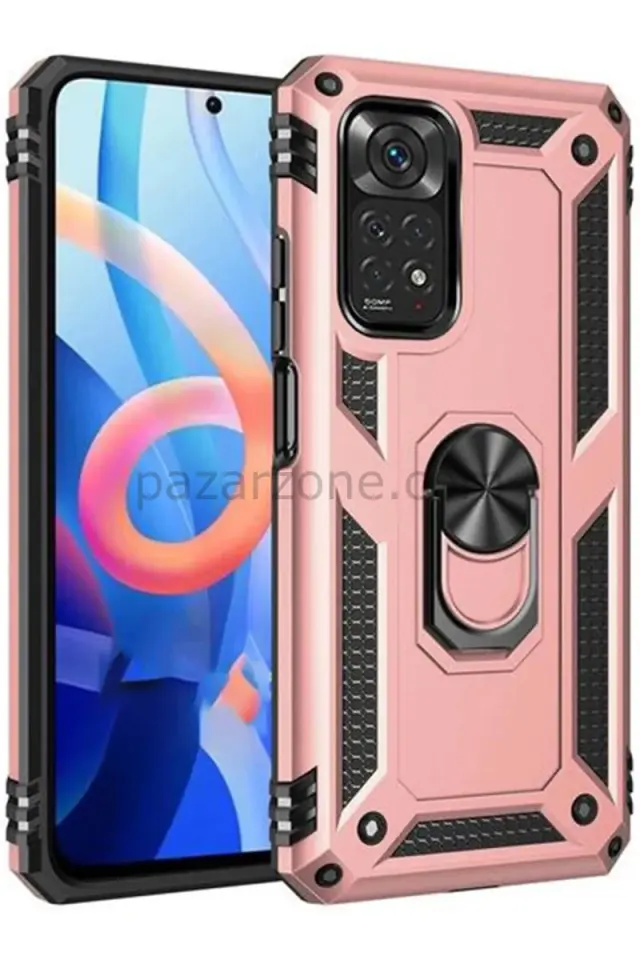 Newface Xiaomi Redmi Note 12S Kılıf Sofya Yüzüklü Silikon Kapak - Rose