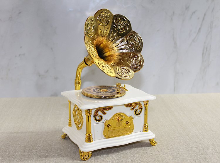 Gramofon Müzik Kutusu Beyaz