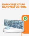 Kablosuz Retro Klavye ve Mouse Seti – 104 Tuşlu Sevimli Tasarım