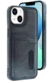 Newface Apple iPhone 14 Kılıf Sara Kartvizitli Deri Kılıf - Siyah