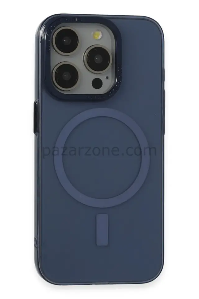 Newface Apple iPhone 15 Pro Kılıf Anka PC Magneticsafe Sert Metal Kapak - Lacivert