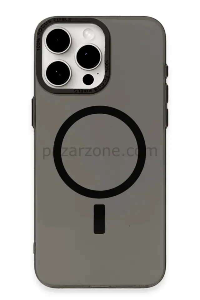 Newface Apple iPhone 15 Pro Kılıf Anka PC Magneticsafe Sert Metal Kapak - Siyah