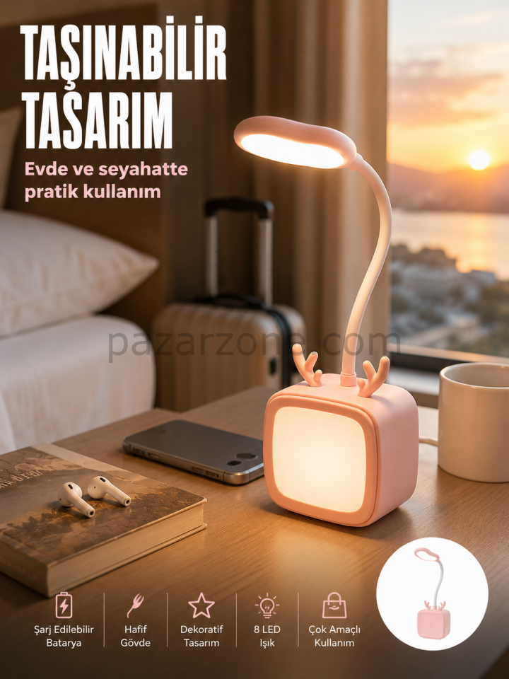 Modern Tasarımlı Şarj Edilebilir LED Gece Lambası