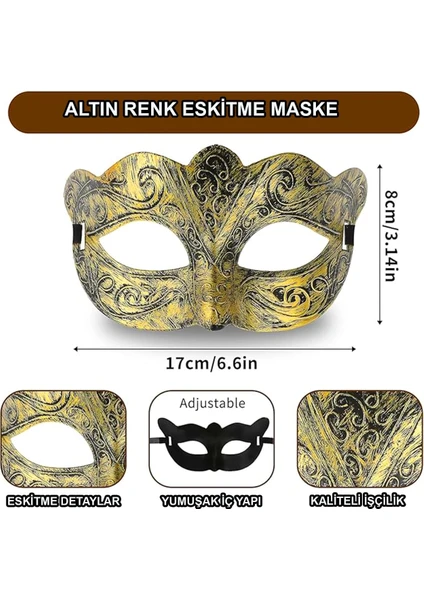 Eskitilmiş Balo Maskesi Antik Gri