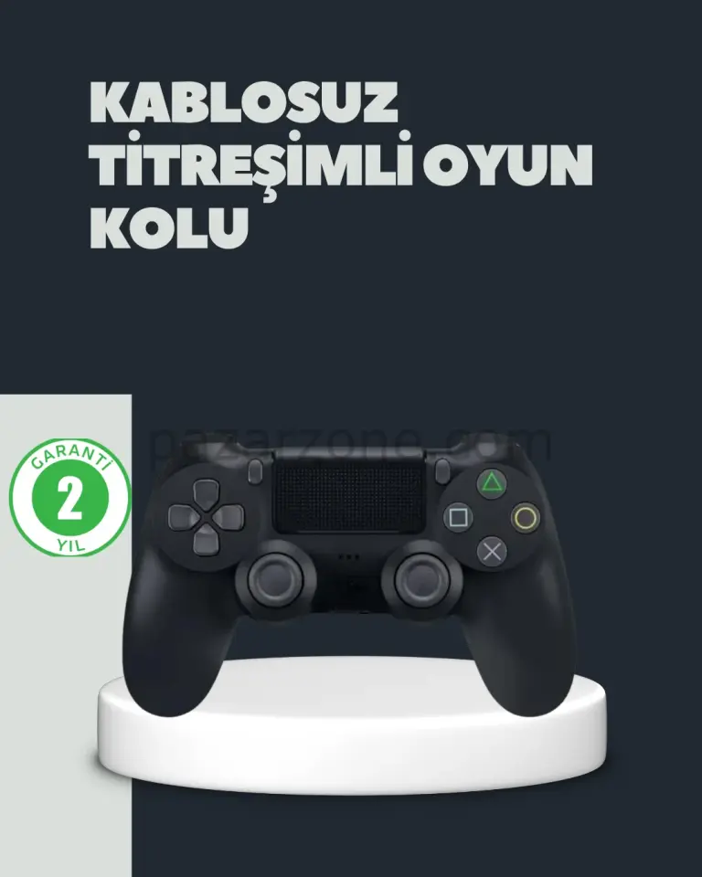 Kablosuz Titreşimli Oyun Kolu – PS4 Uyumlu Ergonomik Tasarım ve Uzun Pil Ömrü