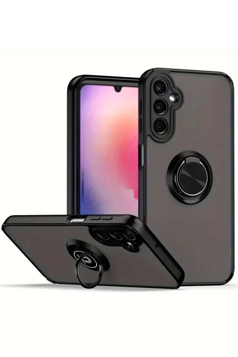 Newface Samsung Galaxy A36 Kılıf Montreal Yüzüklü Silikon Kapak - Siyah
