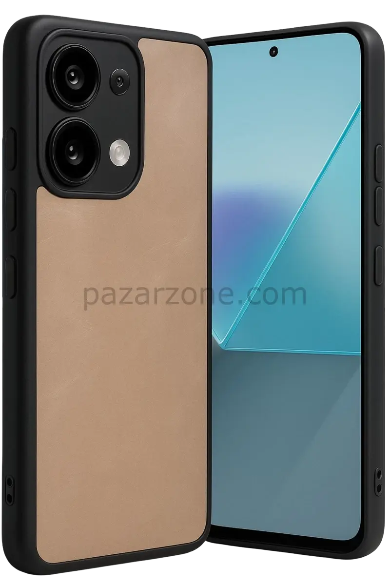 Newface Xiaomi Redmi Note 13 4G Kılıf Aras Deri Kapak - Pudra