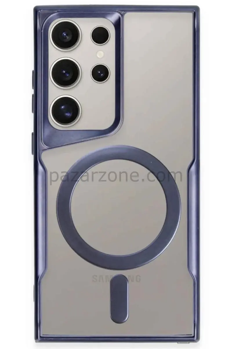 Newface Samsung Galaxy S23 Ultra Kılıf Boyi Magsafe Silikon Kapak - Lacivert