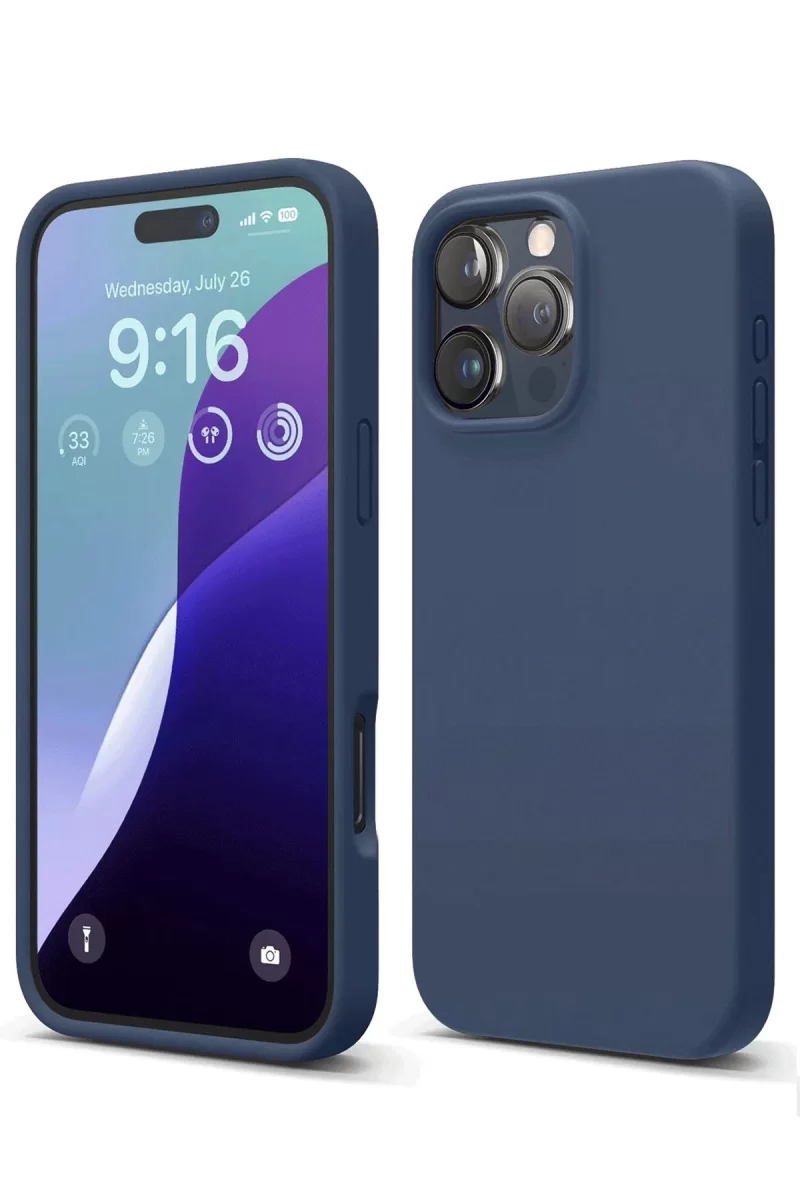 Newface Apple iPhone 16 Pro Max Kılıf Nano içi Kadife Silikon - Lacivert