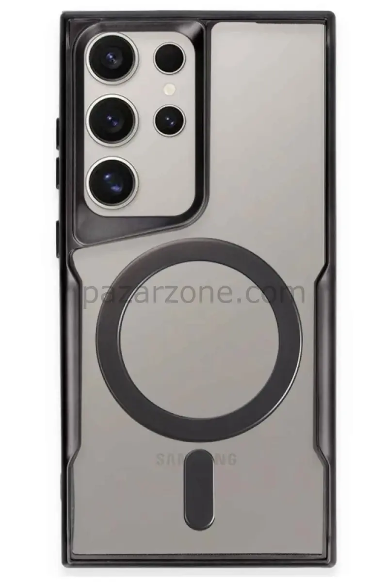 Newface Samsung Galaxy S23 Ultra Kılıf Boyi Magsafe Silikon Kapak - Siyah