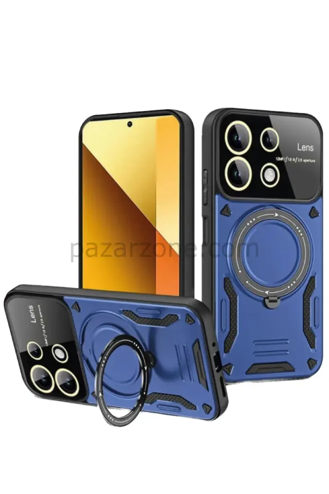 Newface Xiaomi Redmi Note 13 4G Kılıf Joy Lens Standlı Kapak - Lacivert